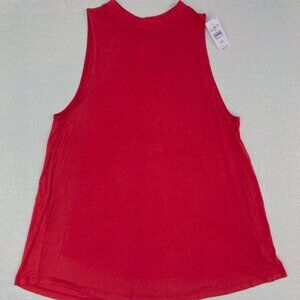 NWT Loft Women's Medium Blouse Top Sleeveless Red Solid Rayon Blouse Top